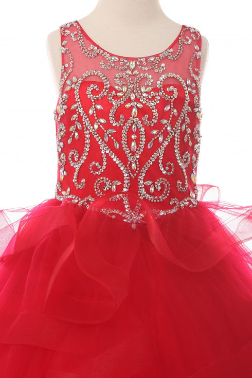 Girls Multi Color Jewel Bodice Ocean Waves Skirt Junior Bridesmaid Dress 2-20 - SophiasStyle.com